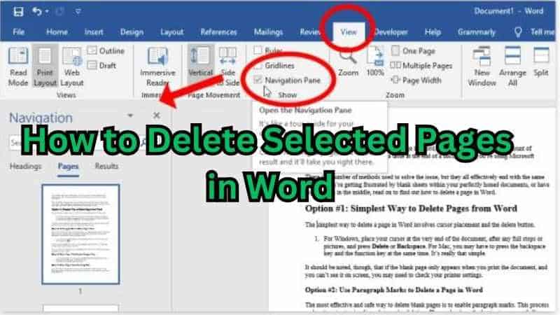 how to delete selected pages in word