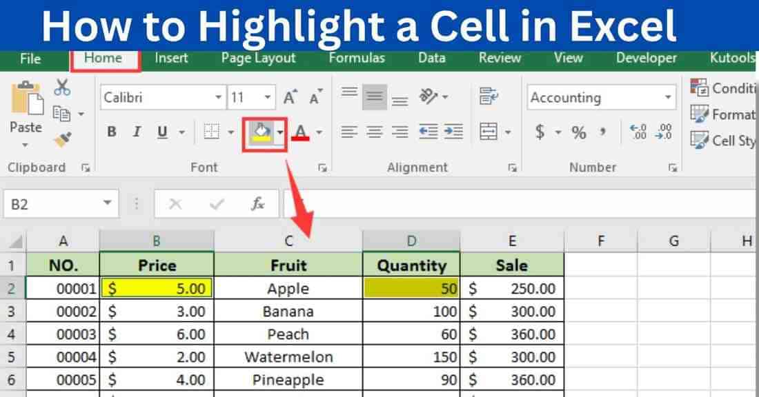 how to highlight a cell in excel