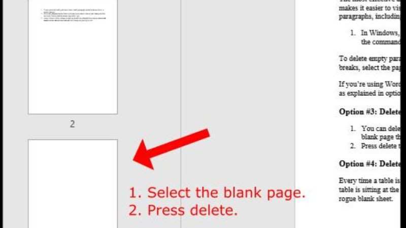 deleting blank page in word