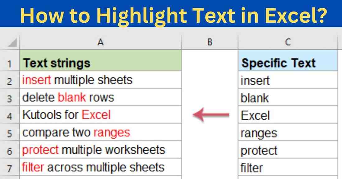 how to highlight text in excel