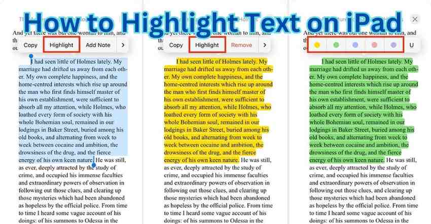 how to highlight text on ipad