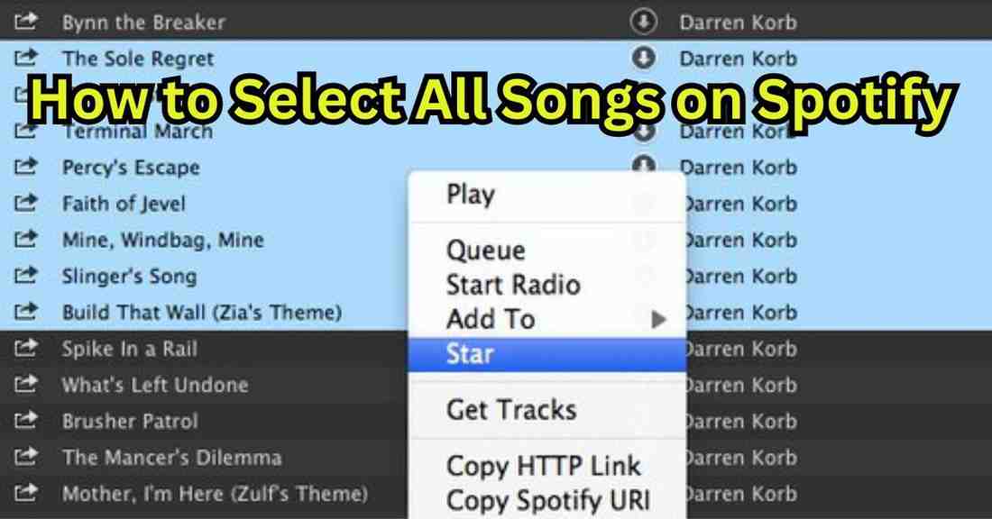 how to select all songs on spotify