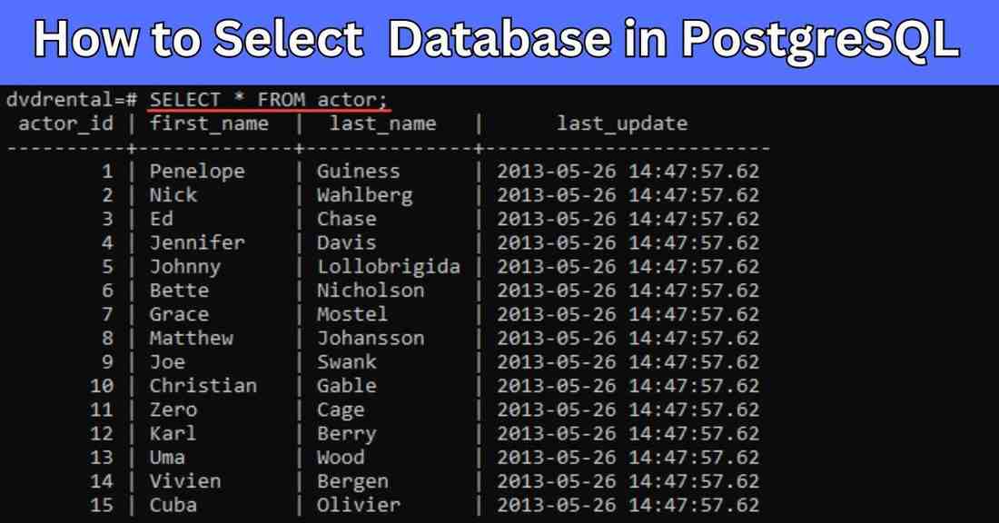 how to select database in postgresql