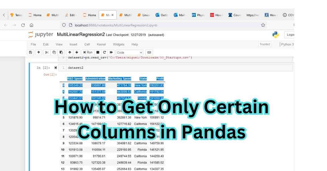 how to get only certain columns in pandas