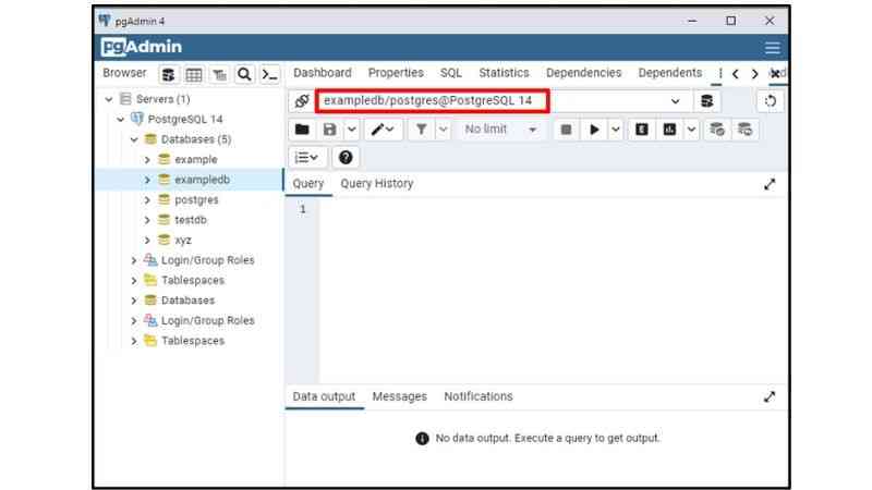 How to select a database name in PostgreSQL?