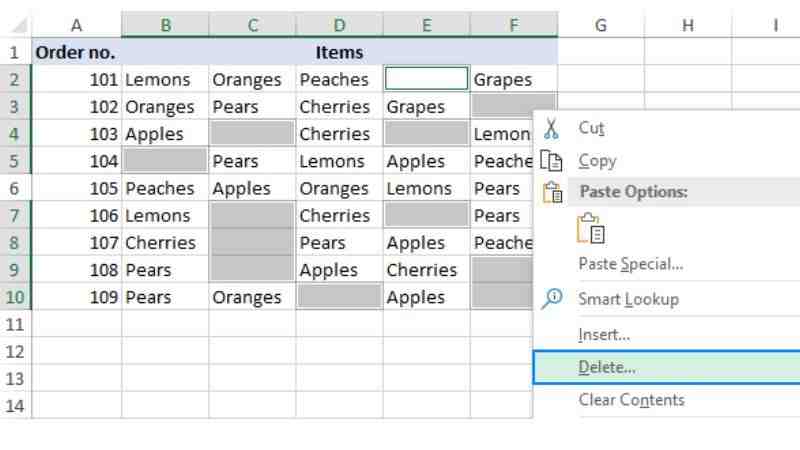 Manage blank cells in Excel