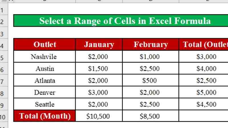 How to Select Specific Cells in Excel Formula