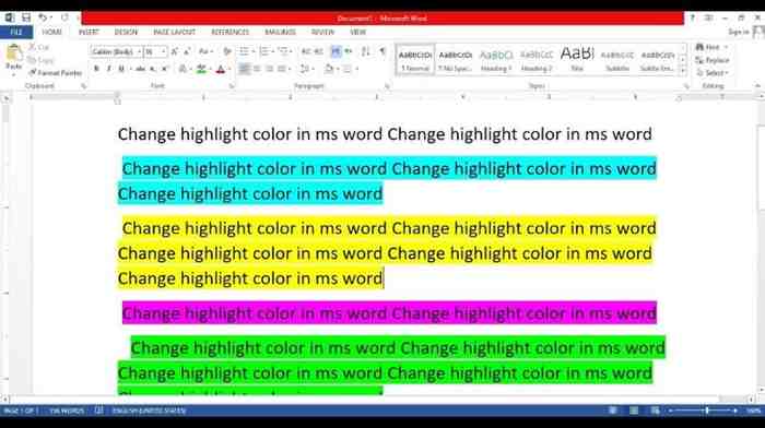 Effective highlighting of texts in MS Word