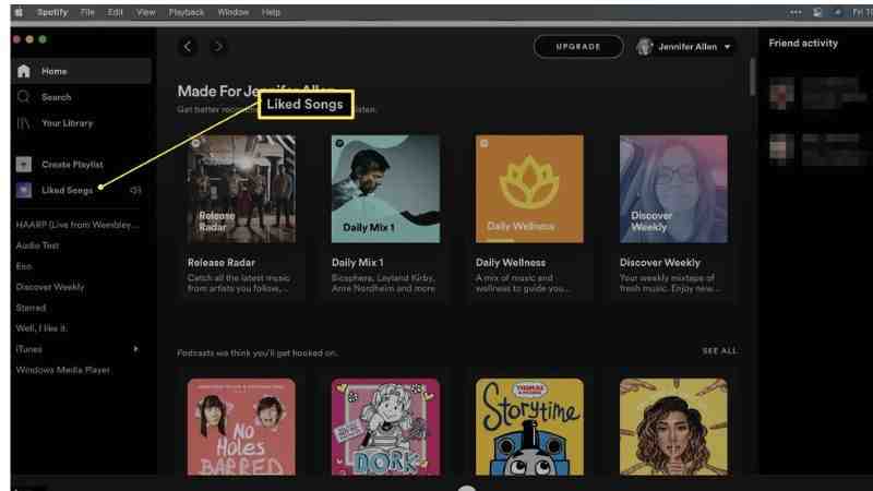 how to select all liked songs on Spotify