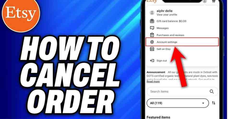 how to cancel an order from Etsy